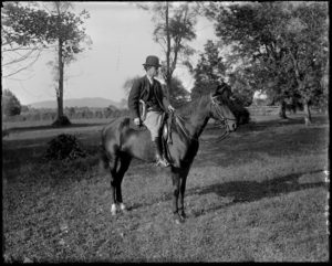 Chanler seated on a horse, 1912, courtesy Holsinger Studio Collection and U.Va. Digitization Services