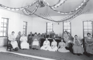 Patients and Staff at Christmas Party at State Hospital, Jamestown, courtesy Historical Society of North Dakota