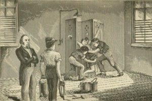 Woman Forced Into Cold Shower, from Elizabeth Packard's Book Modern Persecution, or Asylums Revealed